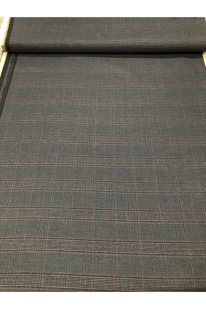 Ekose Gabardin Kumaş-Likralı-Etek, Pantolon, Elbise (Siyah(kırmızı çizgili))