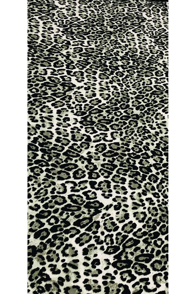 %100 Pamuk Yeşil Leopar Desen Lüx Viskon Kumaş En 150cm