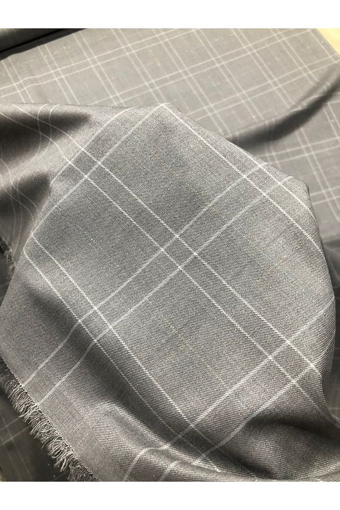 Ekose Gabardin Kumaş-Likralı-Etek, Pantolon, Elbise (Gri)