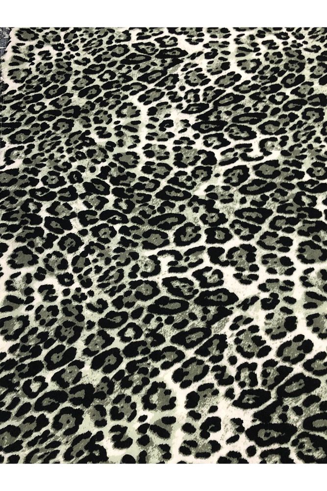 %100 Pamuk Yeşil Leopar Desen Lüx Viskon Kumaş En 150cm