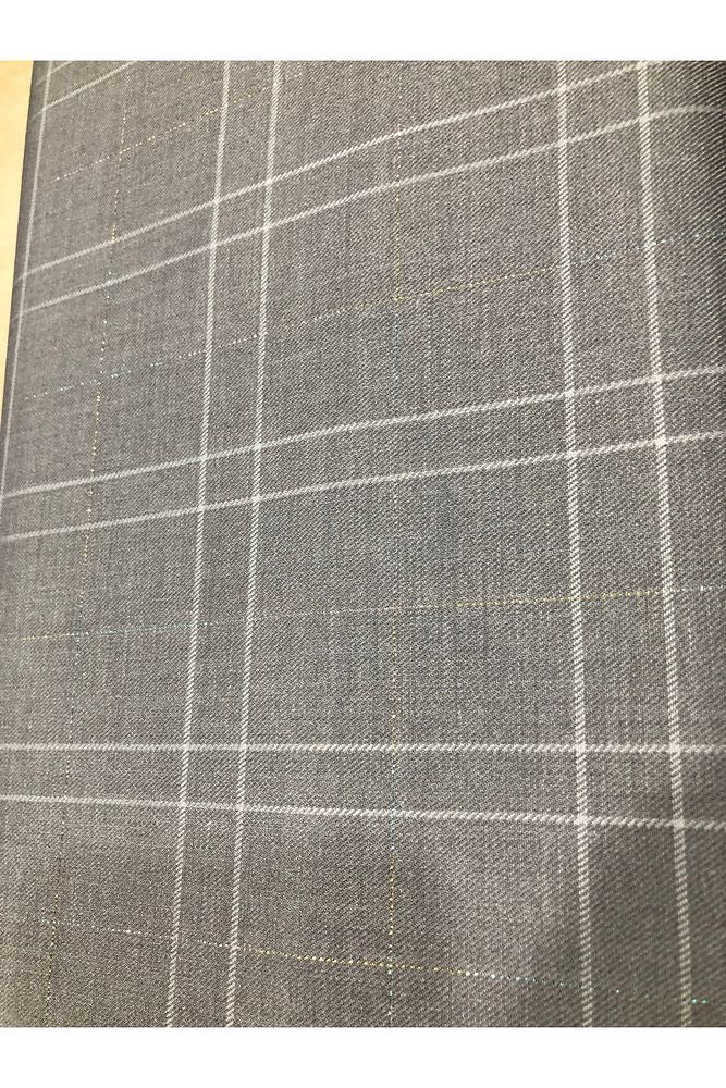 Ekose Gabardin Kumaş-Likralı-Etek, Pantolon, Elbise (Gri)