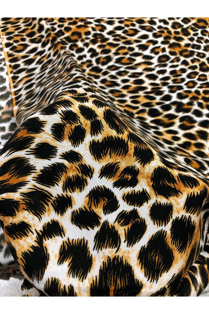 %100 PAMUK LEOPAR DESEN LÜX VİSKON KUMAŞ EN 150CM
