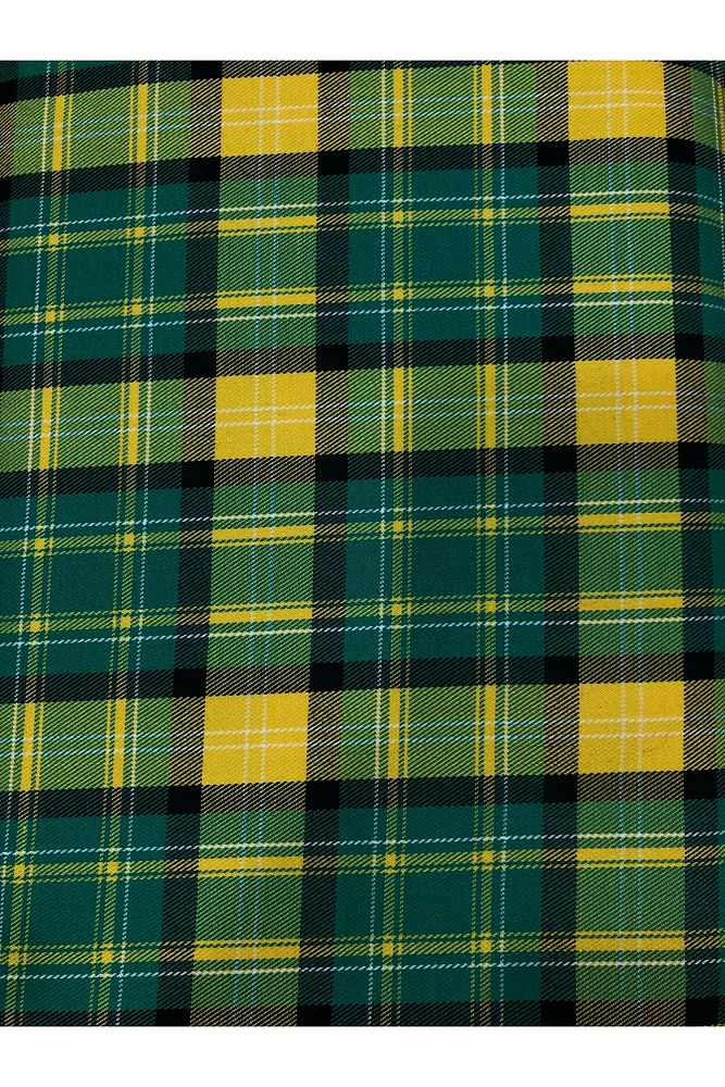 Ekose Gabardin Kumaş-Likralı-Etek, Pantolon, Elbise (Yeşil-Sarı)