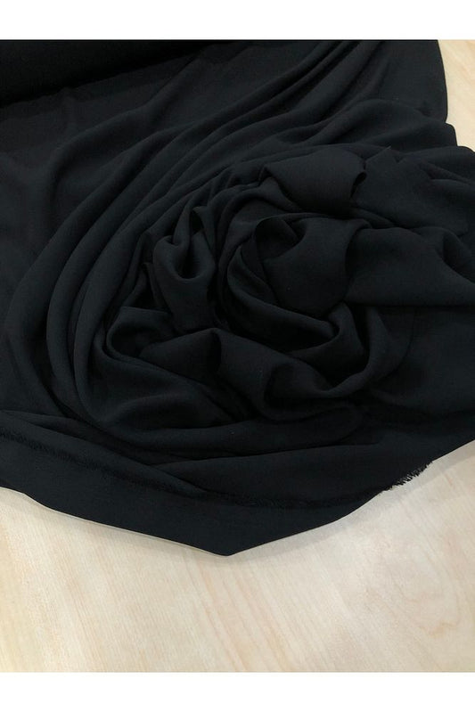 Siyah İnce Krep-Gömlek, Tunik-En 150cm