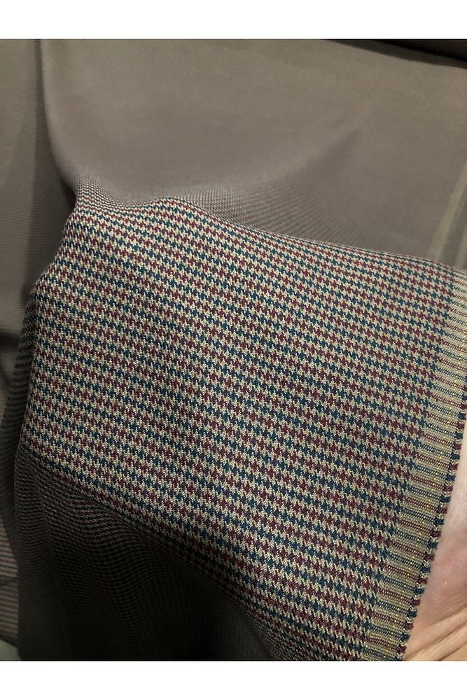 Ekose Gabardin Kumaş-Likralı-Etek, Pantolon, Elbise (AçıkKahve)
