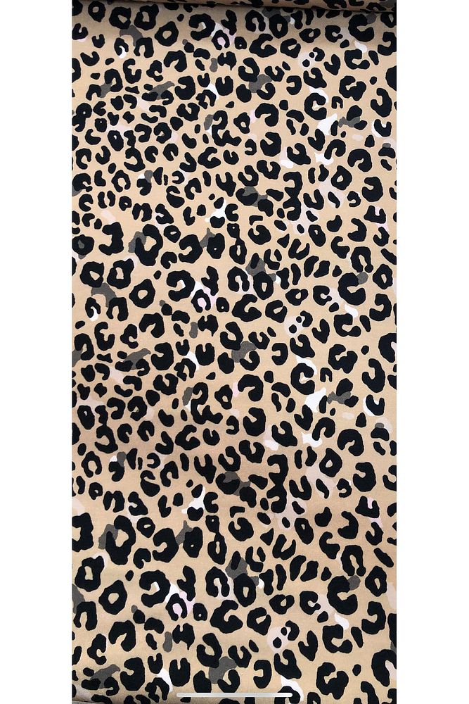 LEOPAR Desenli Likralı Gabardin Kumaş-Pantolon, Etek, Ceket-En 150cm