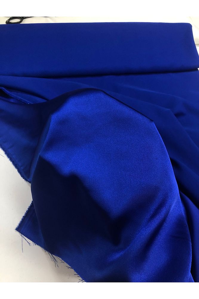 Parlament Mavi İpek saten kumaş likralı-en 150 cm-renk çeşitleri