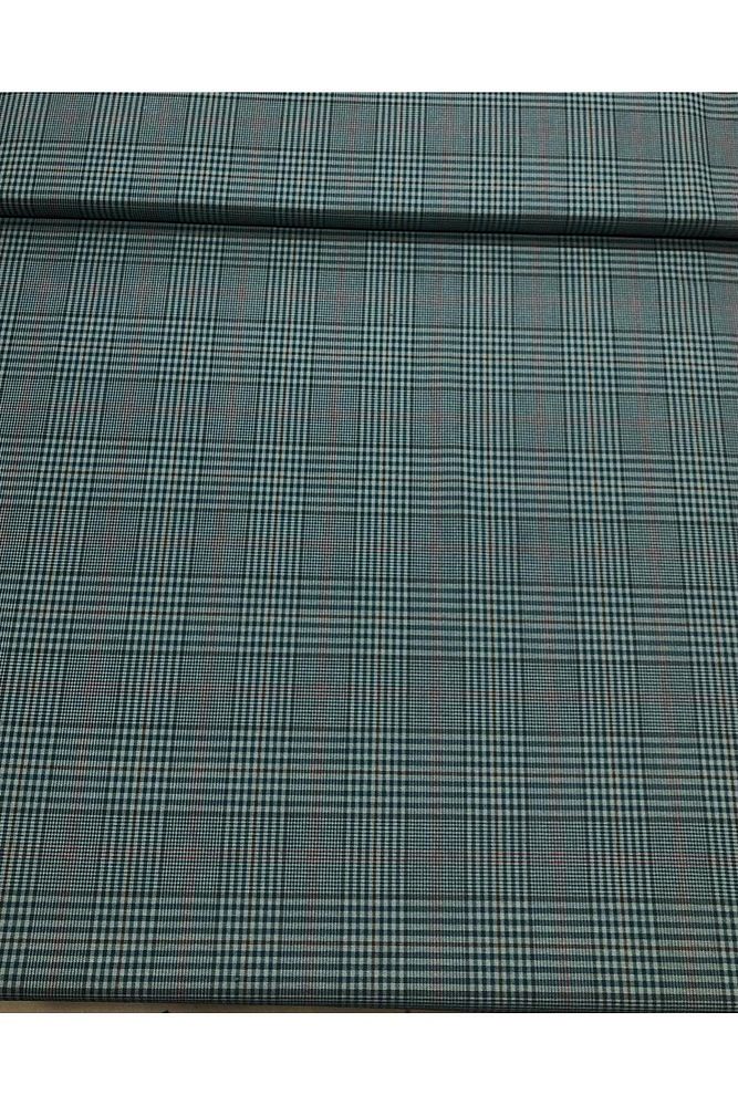 Ekose Gabardin Kumaş-Likralı-Etek, Pantolon, Elbise (Yeşil)
