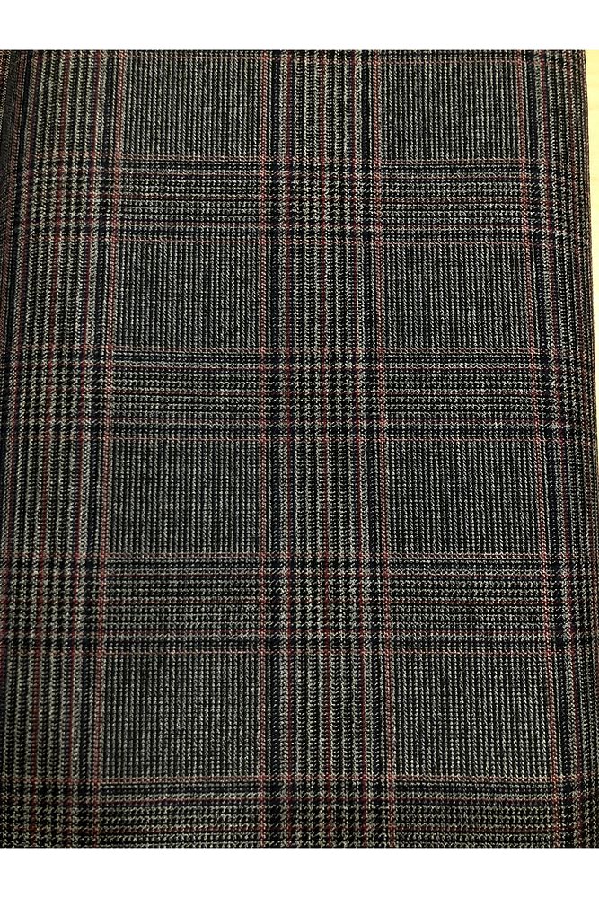 Ekose Gabardin Kumaş-Likralı-Etek, Pantolon, Elbise (Siyah(kırmızı çizgili))