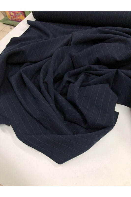 Ekose Gabardin Kumaş-Likralı-Etek, Pantolon, Elbise (ÇizgiliLacivert)