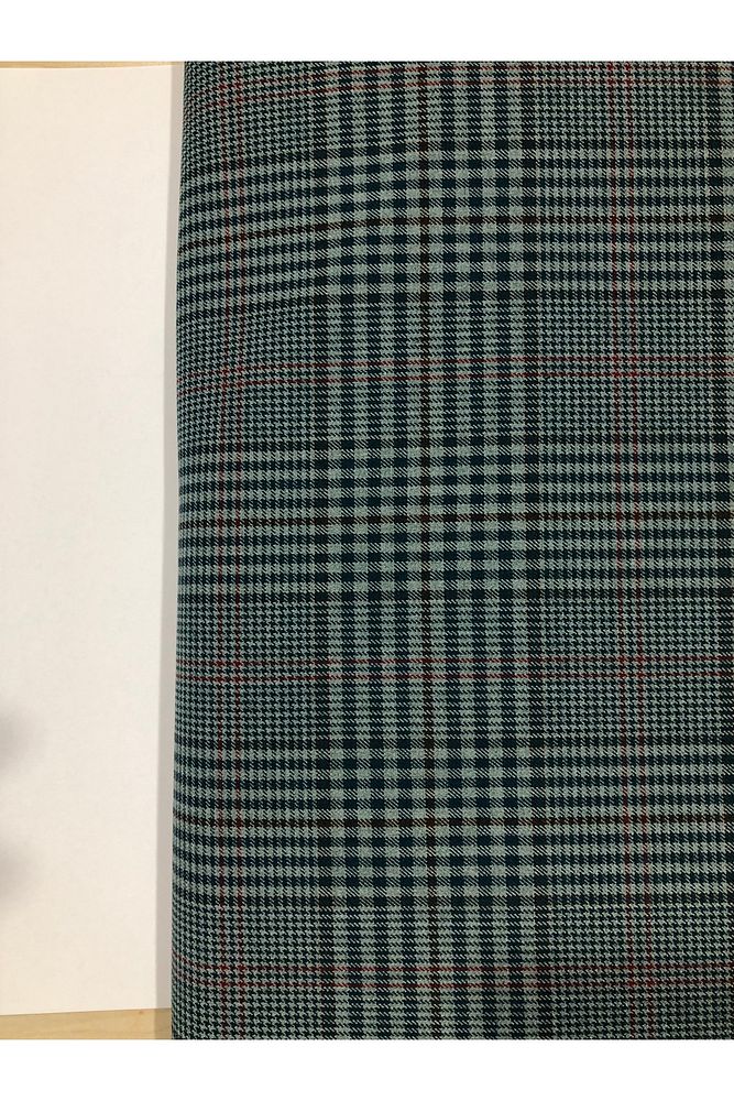 Ekose Gabardin Kumaş-Likralı-Etek, Pantolon, Elbise (Yeşil)